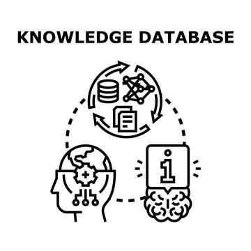Knowledge database concept accessing storing processing information Stock Illustration