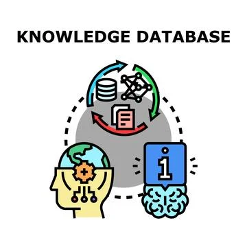 Knowledge database concept accessing storing processing information Stock Illustration