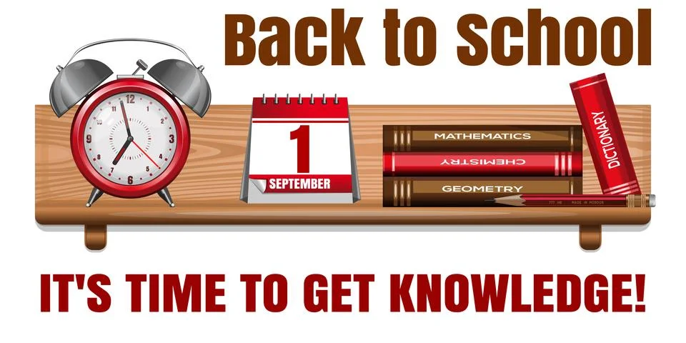 Knowledge Day card. Back to school. Time knowledge Stock Illustration