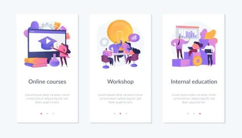 Knowledge development app interface template. Stock Illustration