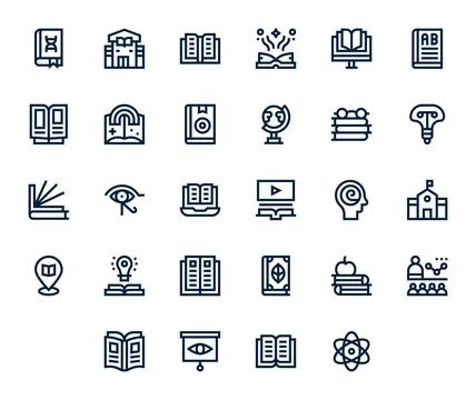 Knowledge Digital Vector Pack containing 28 Pixel Aligned Bold Line Retina .. Stock Illustration