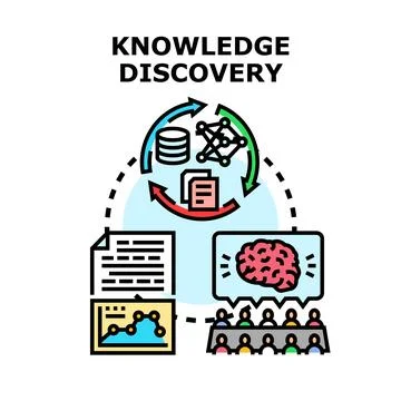 Knowledge discovery process analyzing data and ideas concept Stock Illustration