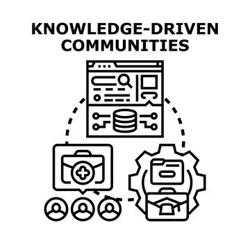 Knowledge driven communities concept facilitating data sharing 스톡 일러스트