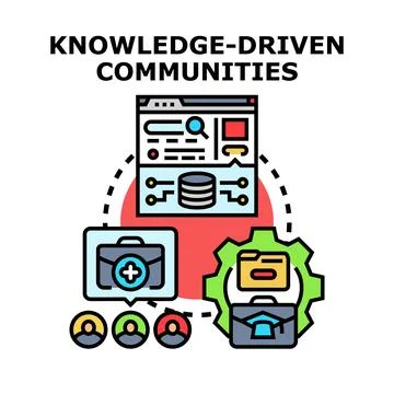 Knowledge driven communities concept facilitating data sharing Stock Illustration