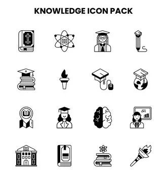 Knowledge DuoTone Bundle Icons Pack Illustrazione stock
