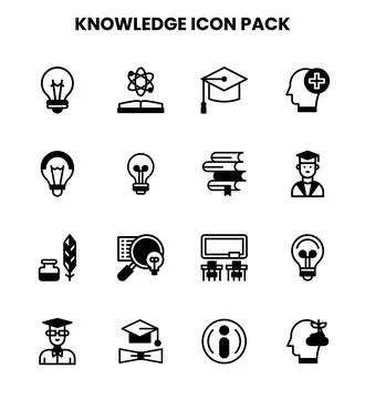 Knowledge DuoTone Collection Icons Pack Stock Illustration