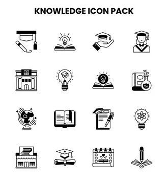 Knowledge DuoTone Design Icons Pack Stock Illustration