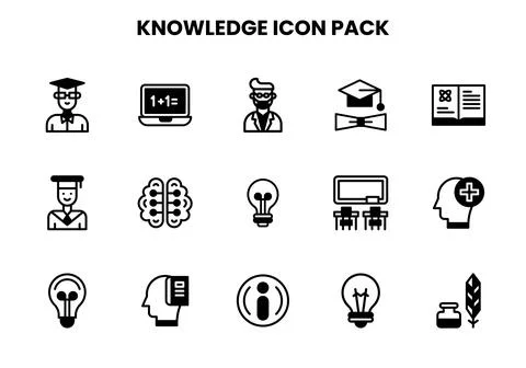 Knowledge DuoTone Graphics Icons Pack Stock Illustration