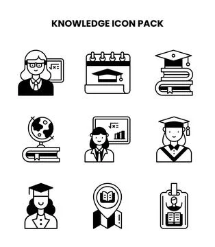Knowledge DuoTone Scalable Icons Pack Stock Illustration