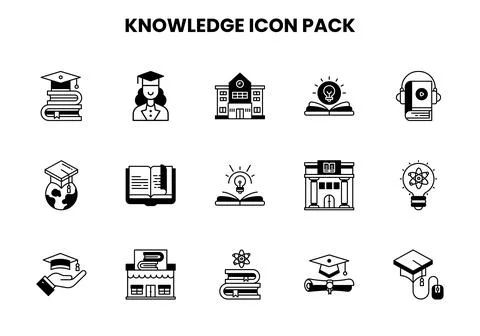 Knowledge DuoTone Set Icons Pack Illustrazione stock