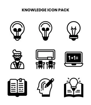 Knowledge DuoTone Set Icons Pack Stock Illustration