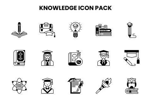 Knowledge DuoTone UI Icons Pack Stock Illustration