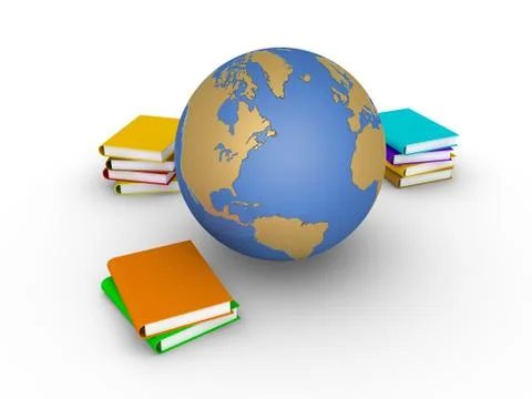 Knowledge of earth in books Stock Illustration