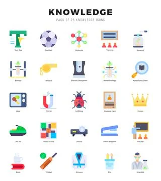 Knowledge elements. Flat web icon set. Simple vector illustration. Stock Illustration