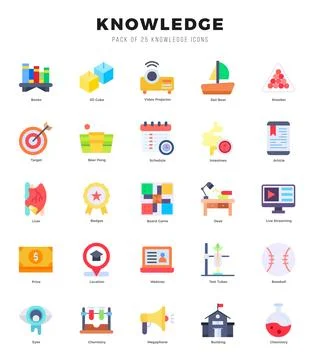 Knowledge elements. Flat web icon set. Simple vector illustration. Stock Illustration