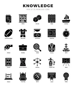 Knowledge elements. Glyph web icon set. Simple vector illustration. 스톡 일러스트