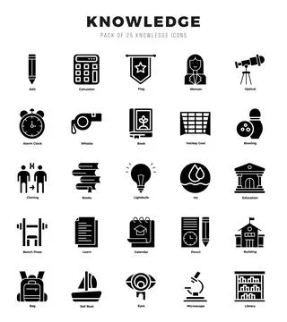 Knowledge elements. Glyph web icon set. Simple vector illustration. Stock Illustration