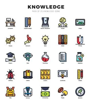 Knowledge elements. Lineal Color web icon set. Simple vector illustration. 스톡 일러스트