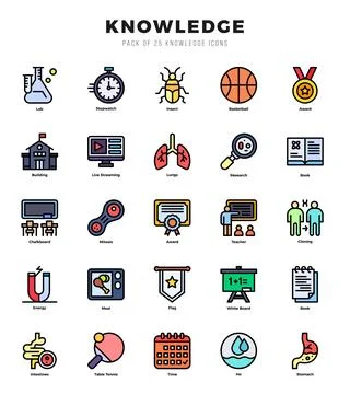 Knowledge elements. Lineal Color web icon set. Simple vector illustration. 스톡 일러스트