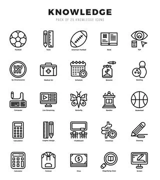 Knowledge elements. Lineal web icon set. Simple vector illustration. Stock Illustration
