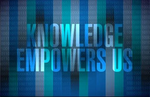 Knowledge empowers us binary background Illustrazione stock