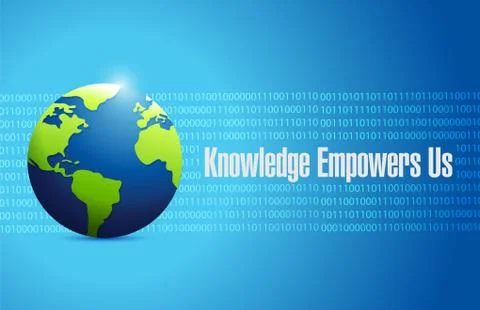 Knowledge empowers us binary globe sign concept Stock Illustration