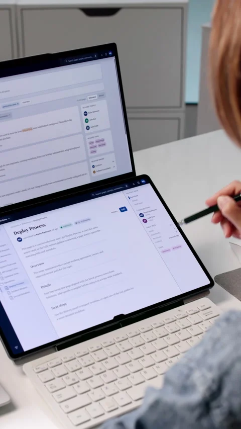 Knowledge Engineer Reviewing AI-powered Document Retrieval System Stock Footage 336375670