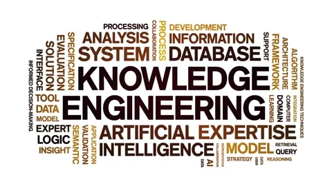 Knowledge Engineering animated word cloud,animation tag kinetic typography loop Stock Footage 314006709
