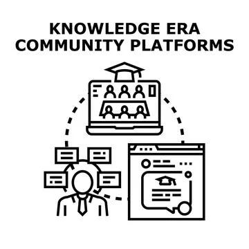 Knowledge era community platforms creating virtual education network Stock Illustration