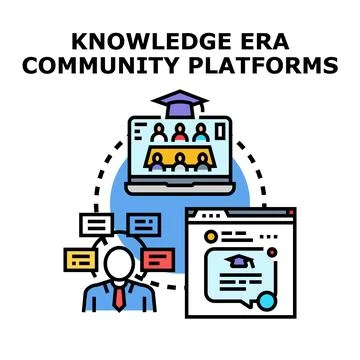 Knowledge era community platforms creating virtual education network Stock Illustration