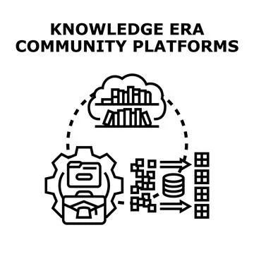 Knowledge era community platforms for online learning Stock Illustration