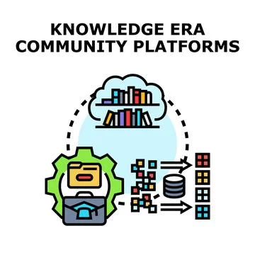 Knowledge era community platforms for online learning Stock Illustration