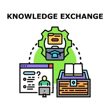 Knowledge exchange process transmitting information, experience, and resource Stock Illustration
