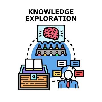 Knowledge exploration concept for information gathering and analysis Stock Illustration