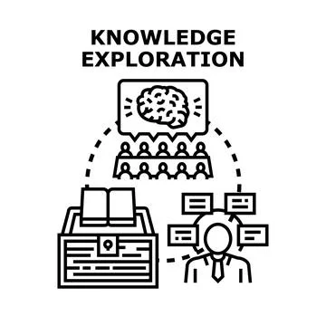 Knowledge exploration concept for information gathering and analysis Stock Illustration