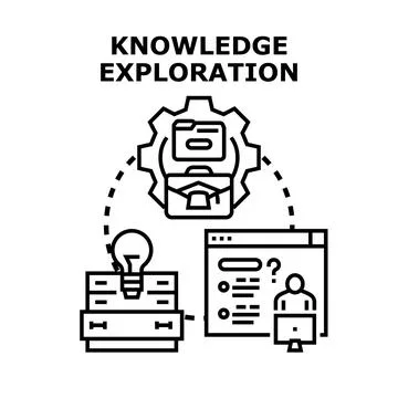 Knowledge exploration process finding information and ideas Illustrazione stock