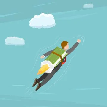 Knowledge is feedom flat isometric vector concept Stock Illustration