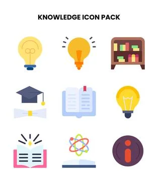 Knowledge Flat Bundle Icons Pack Stock Illustration