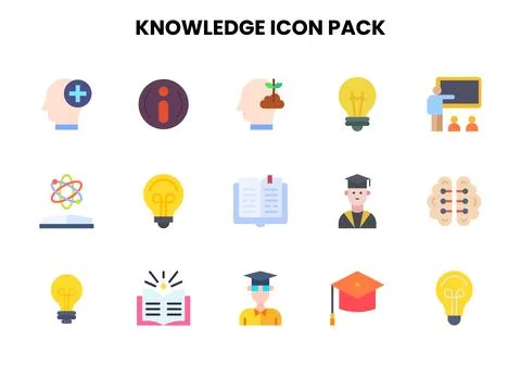 Knowledge Flat Bundle Icons Pack Stock Illustration