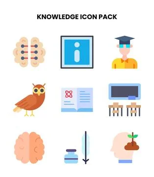 Knowledge Flat Bundle Icons Pack Stock Illustration