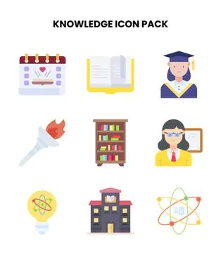 Knowledge Flat Bundle Icons Pack Stock Illustration