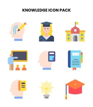Knowledge Flat Design Icons Pack Stockillustratie