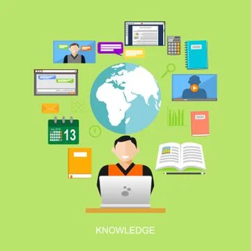 Knowledge flat design illustration concept. Stock Illustration