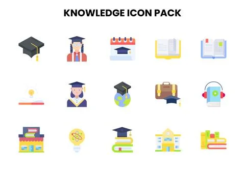 Knowledge Flat Graphics Icons Pack Stock Illustration
