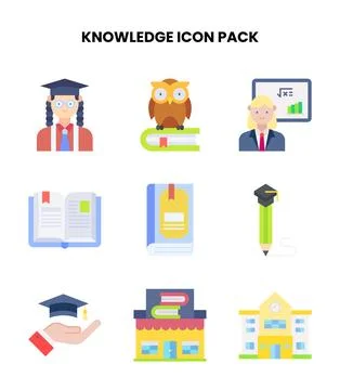 Knowledge Flat Icons Pack 스톡 일러스트