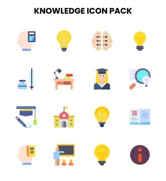 Knowledge Flat Scalable Icons Pack Stock Illustration