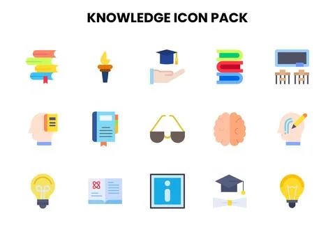 Knowledge Flat Scalable Icons Pack Stock Illustration