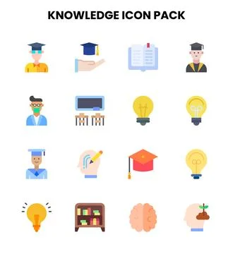 Knowledge Flat Scalable Icons Pack Stock Illustration