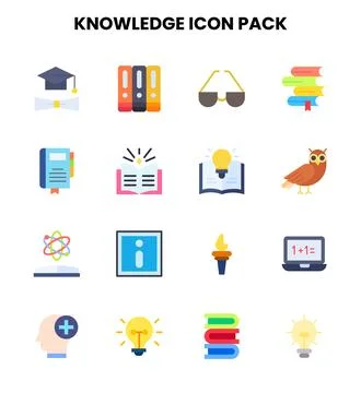 Knowledge Flat Scalable Icons Pack Stock Illustration