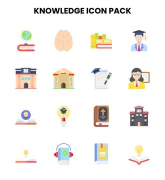 Knowledge Flat Set Icons Pack Stock Illustration